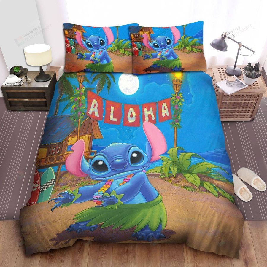 Lilo And Stitch, Aloha Stitch Bed Sheets Spread Comforter Duvet Cover Bedding Sets