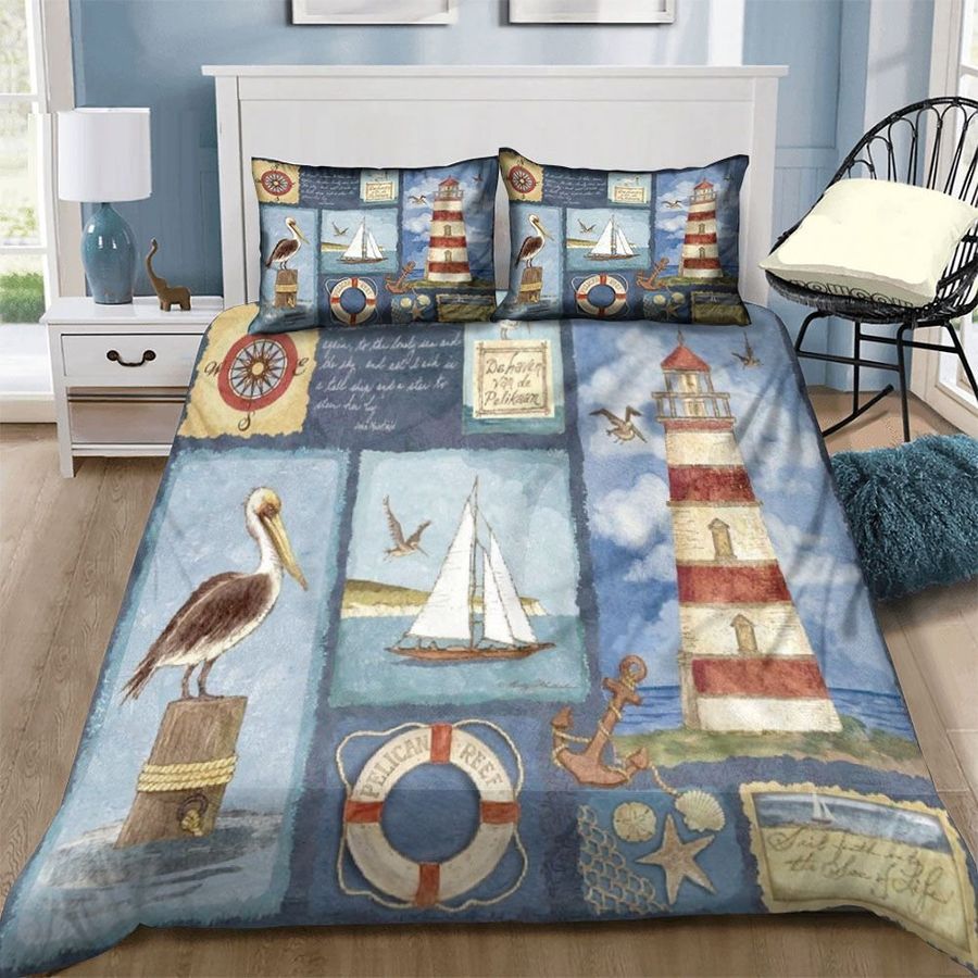 Limited Edition Lighthouse And Sea Things Bedding Set (Duvet Cover & Pillow Cases)