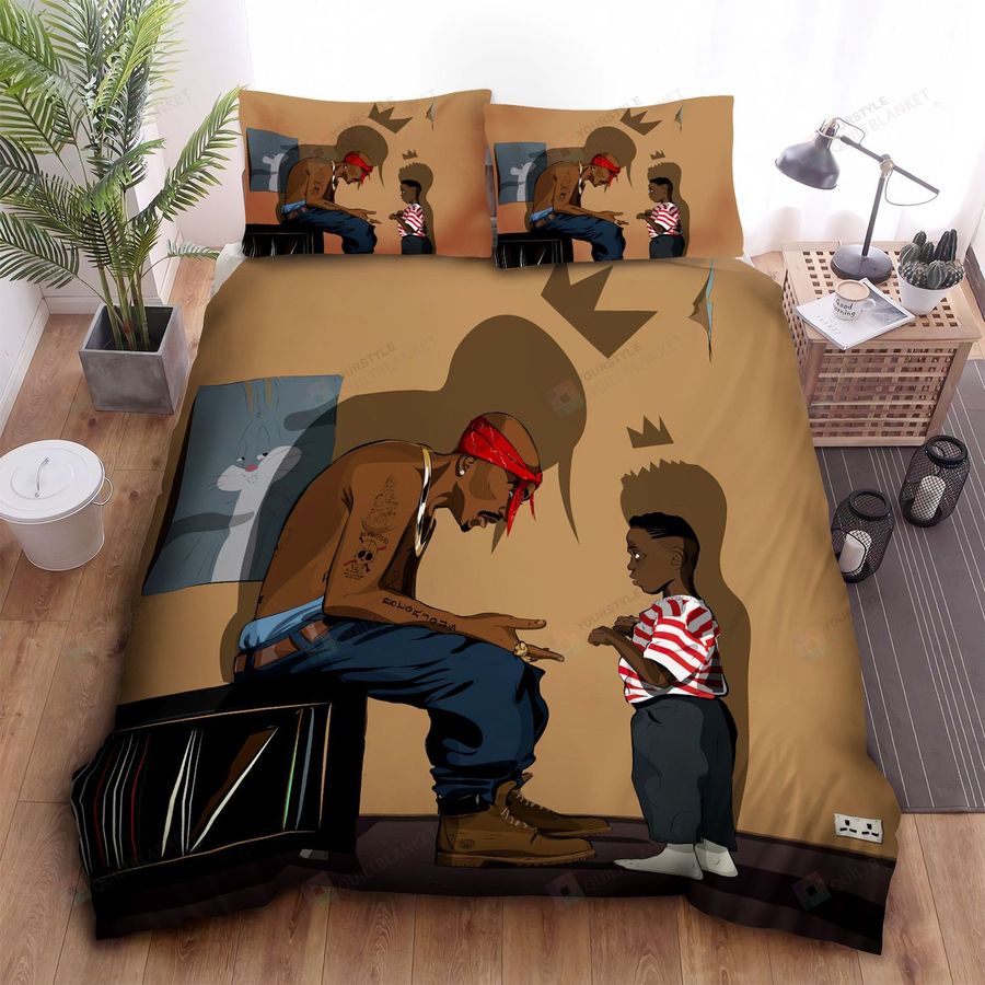 Little Kendrick Lamar And Tupac Shakur The Kings Artwork Bed Sheets Spread Duvet Cover Bedding Sets