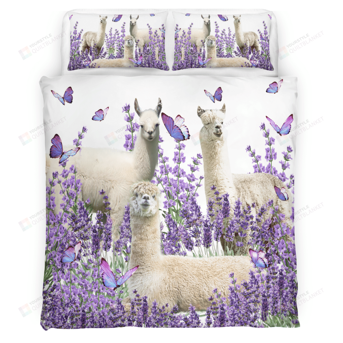 Llama And Lavender Cotton Bed Sheets Spread Comforter Duvet Cover Bedding Sets.png