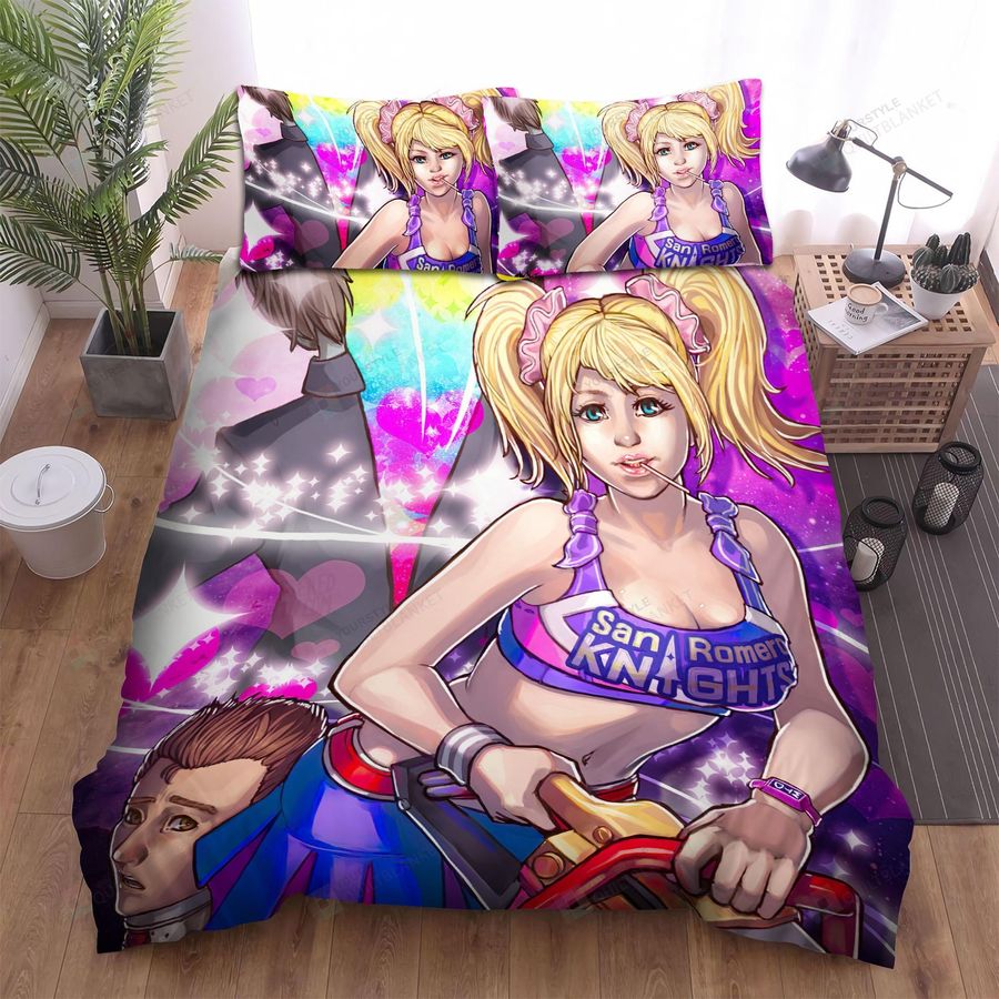 Lollipop Chainsaw, Rainbow Attacking Bed Sheets Spread Duvet Cover Bedding Sets