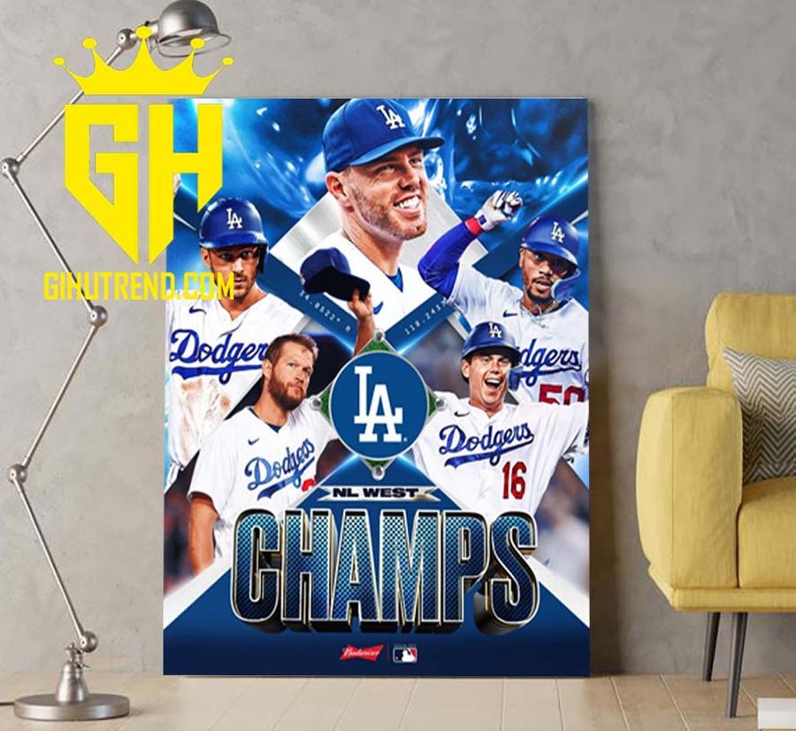 Los Angeles Dodgers Champion 2022 NL West Champs Poster Canvas