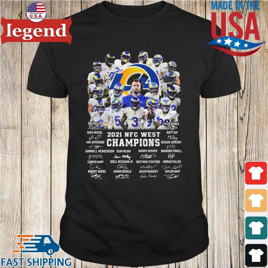 Los Angeles Rams 2021 NFC west champions signatures shirt