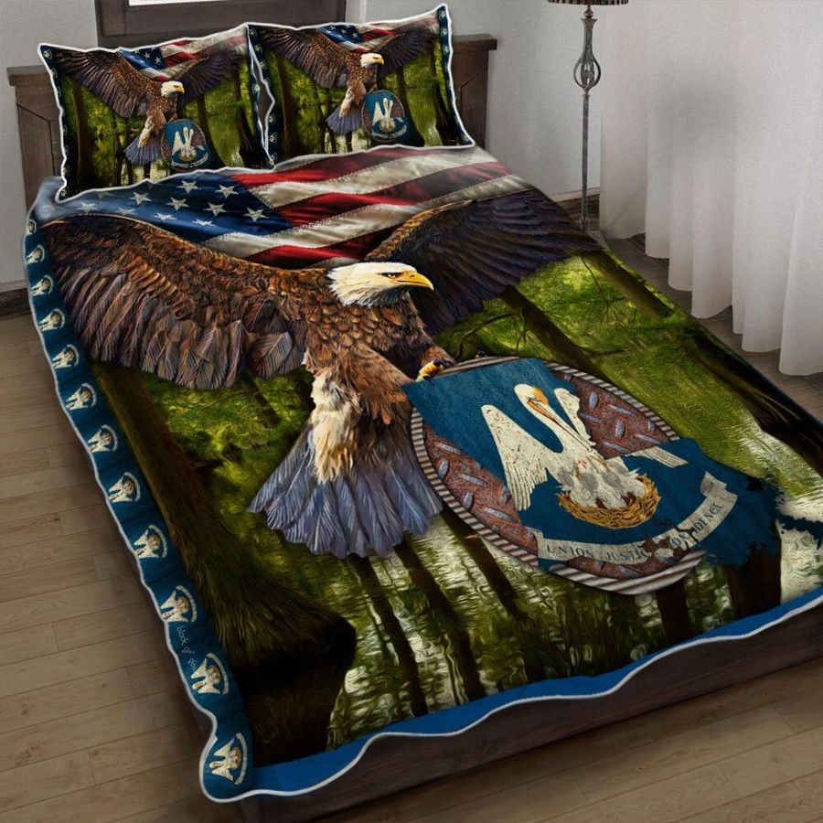 Louisiana State Eagle Quilt Bedding Set