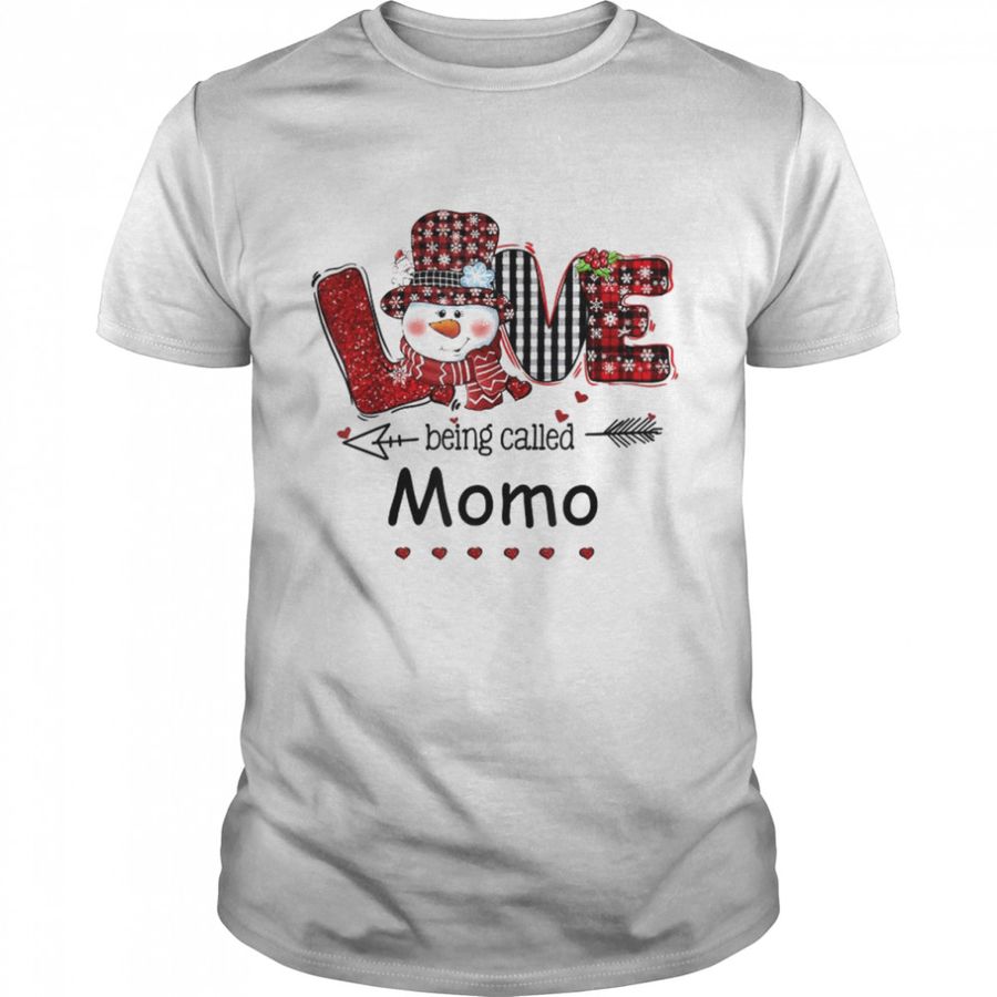 Love Being Called Momo Snowman Christmas Red Plaid T Shirt