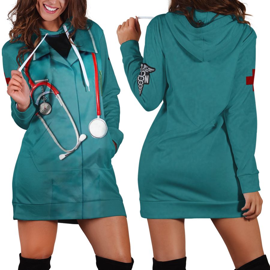 Love Nurse 3D All Over Printed Hoodie Dress