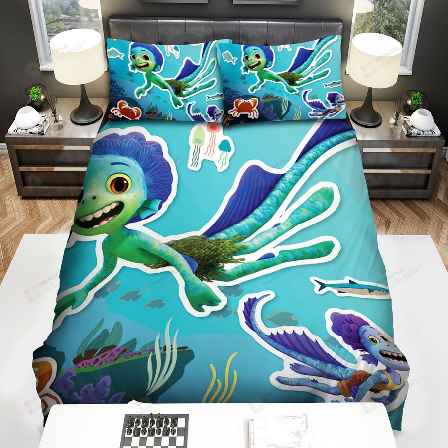 Luca (2021) The Ultimate Sticker Book Movie Poster Bed Sheets Spread Comforter Duvet Cover Bedding Sets