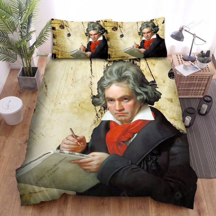 Ludwig Van Beethoven Piano Painting Wallpaper Bed Sheets Spread Comforter Duvet Cover Bedding Sets