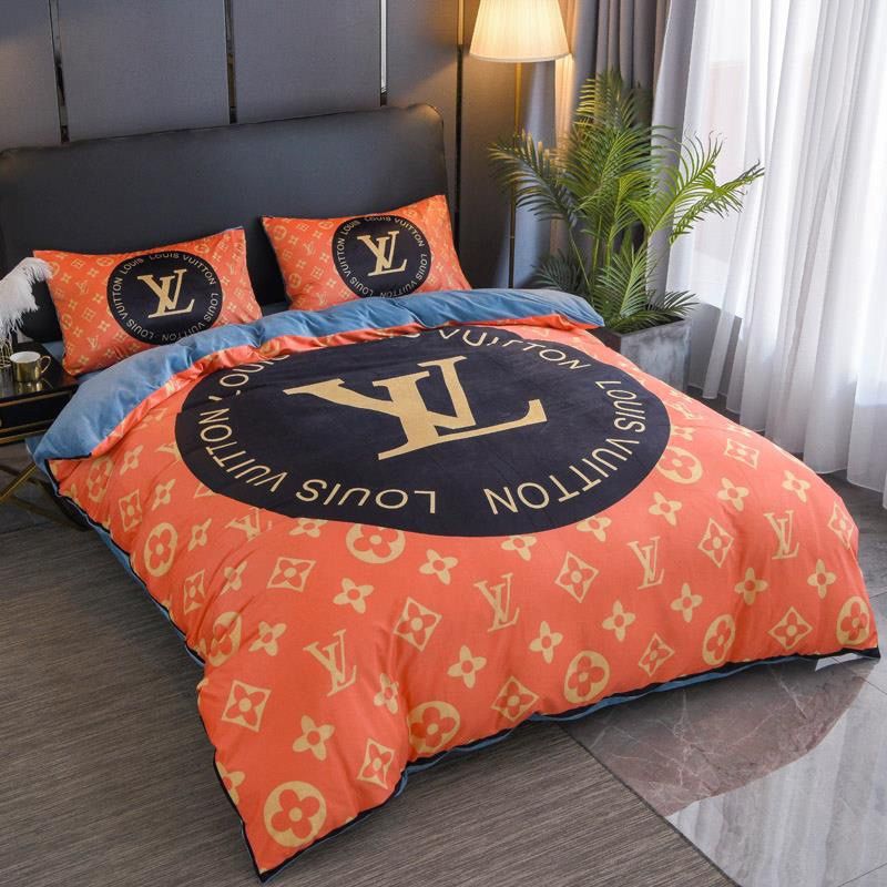 LV Type 124 Bedding Sets Duvet Cover Lv Bedroom Sets Luxury Brand Bedding