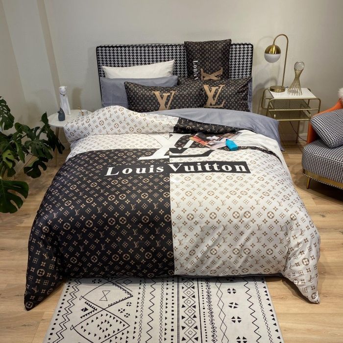 LV Type 24 Bedding Sets Duvet Cover Lv Bedroom Sets Luxury Brand Bedding