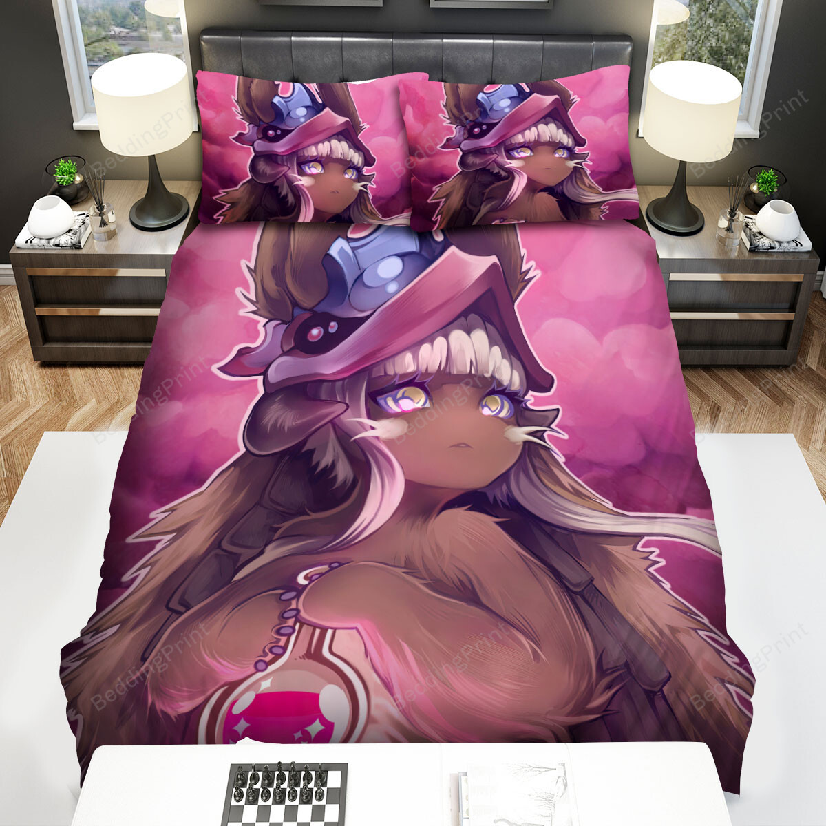 Made In Abyss Nanachi & Pink Clouds Artwork Bed Sheets Spread Duvet Cover Bedding Sets