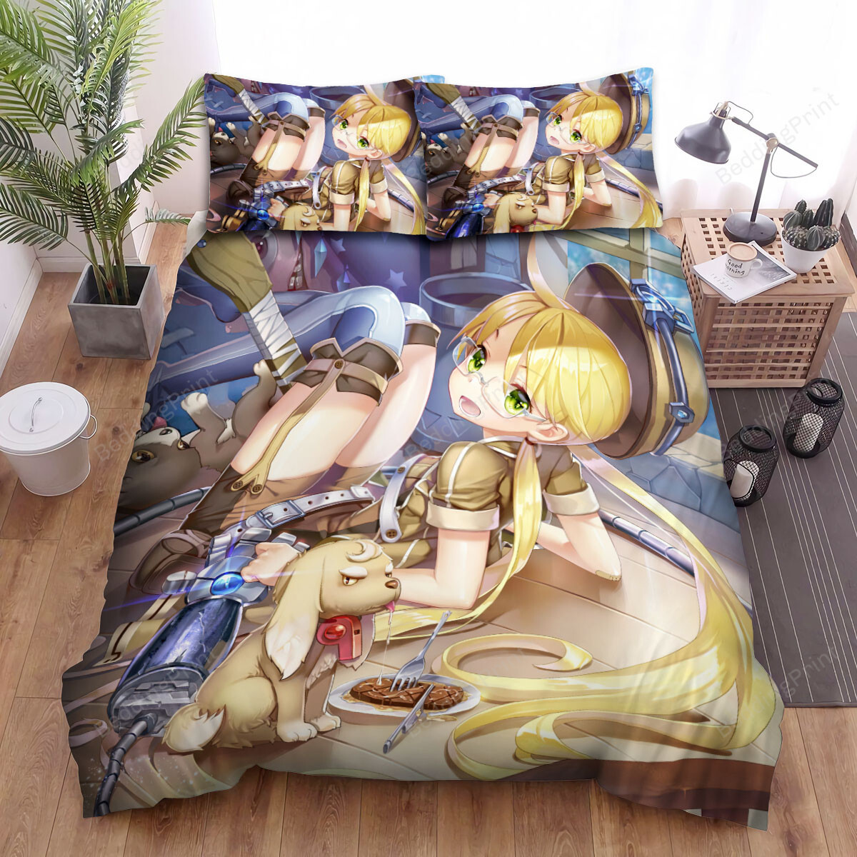 Made In Abyss Riko & Her Dog Artwork Bed Sheets Spread Duvet Cover Bedding Sets