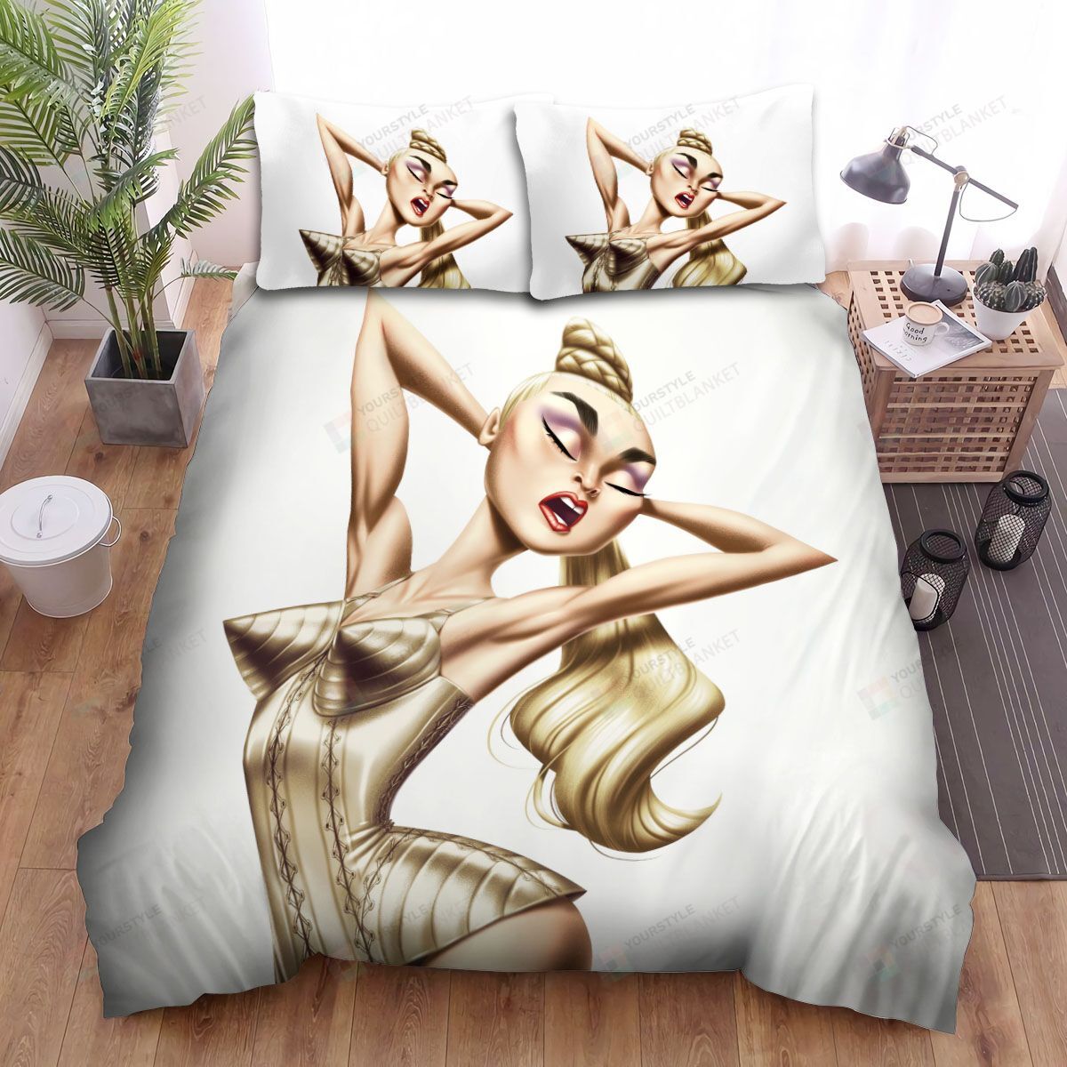 Madonna Blond Ambition World Tour Caricature Illustration Bed Sheets Spread Duvet Cover Bedding Sets