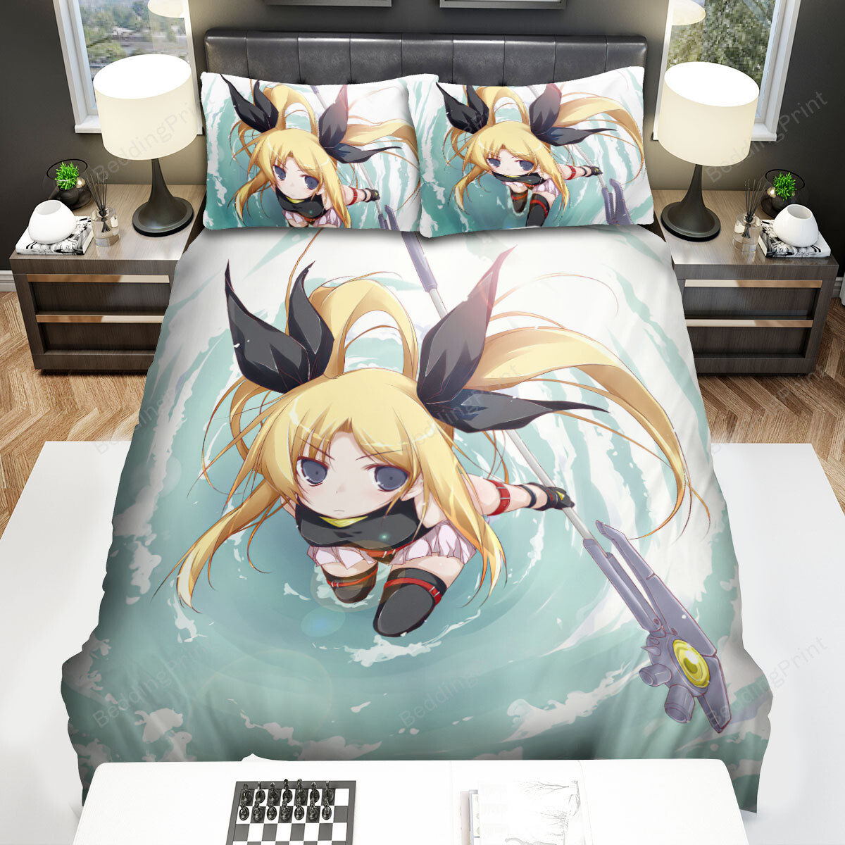 Magical Girl Lyrical Nanoha Fate Testarossa Flying In Clouds Bed Sheets Spread Duvet Cover Bedding Sets