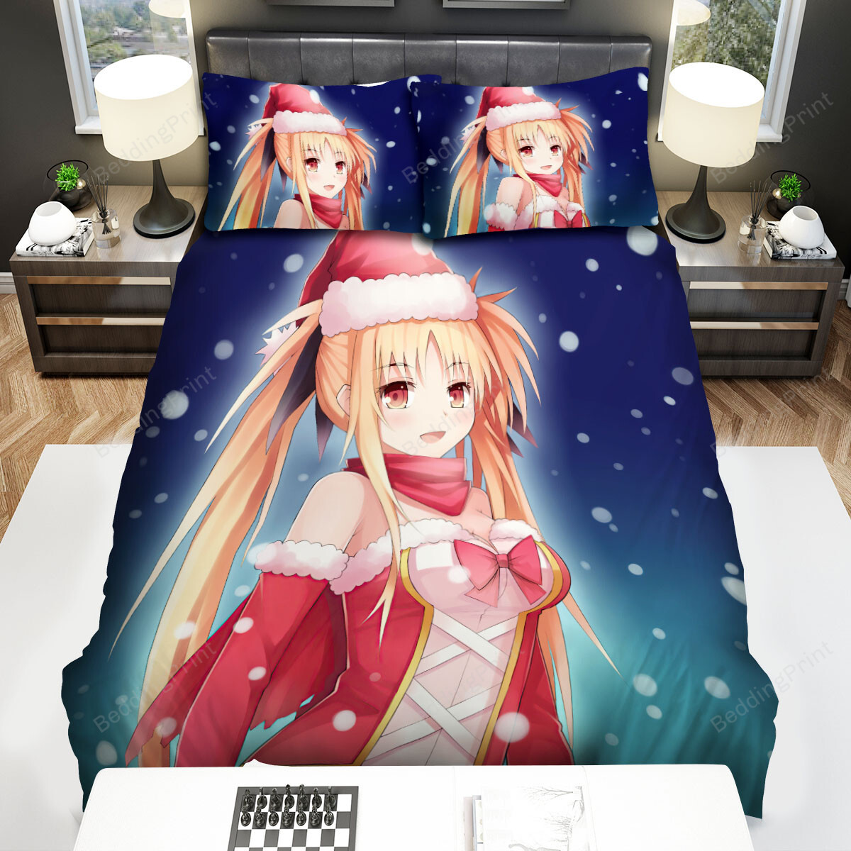 Magical Girl Lyrical Nanoha Merry Christmas From Fate Testarossa Bed Sheets Spread Duvet Cover Bedding Sets