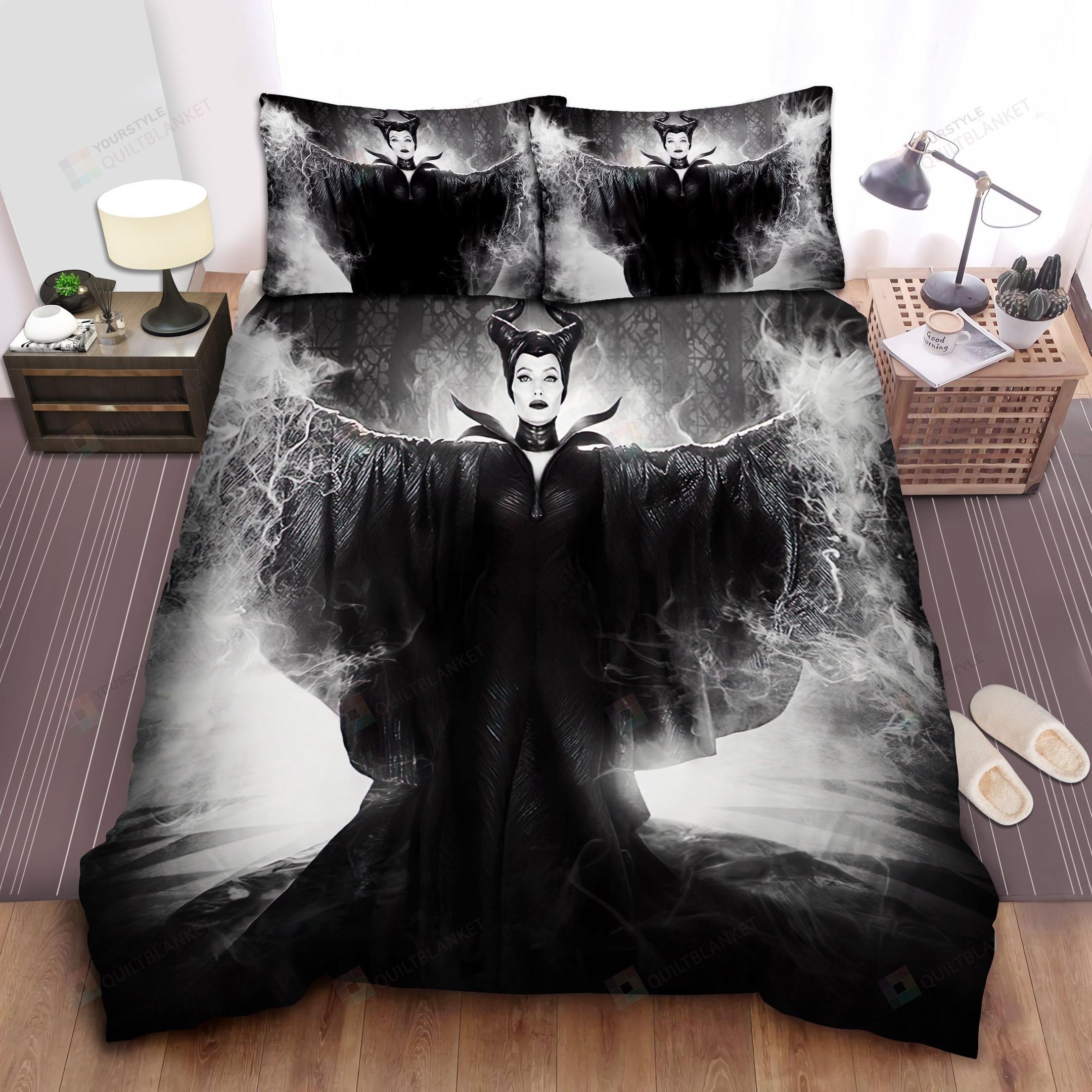 Maleficent Black And White Bed Sheets Spread Comforter Duvet Cover Bedding Sets
