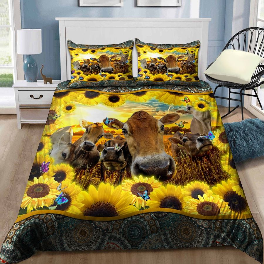 Mandala Heifers And Sunflowers Bedding Set Duvet Cover Set