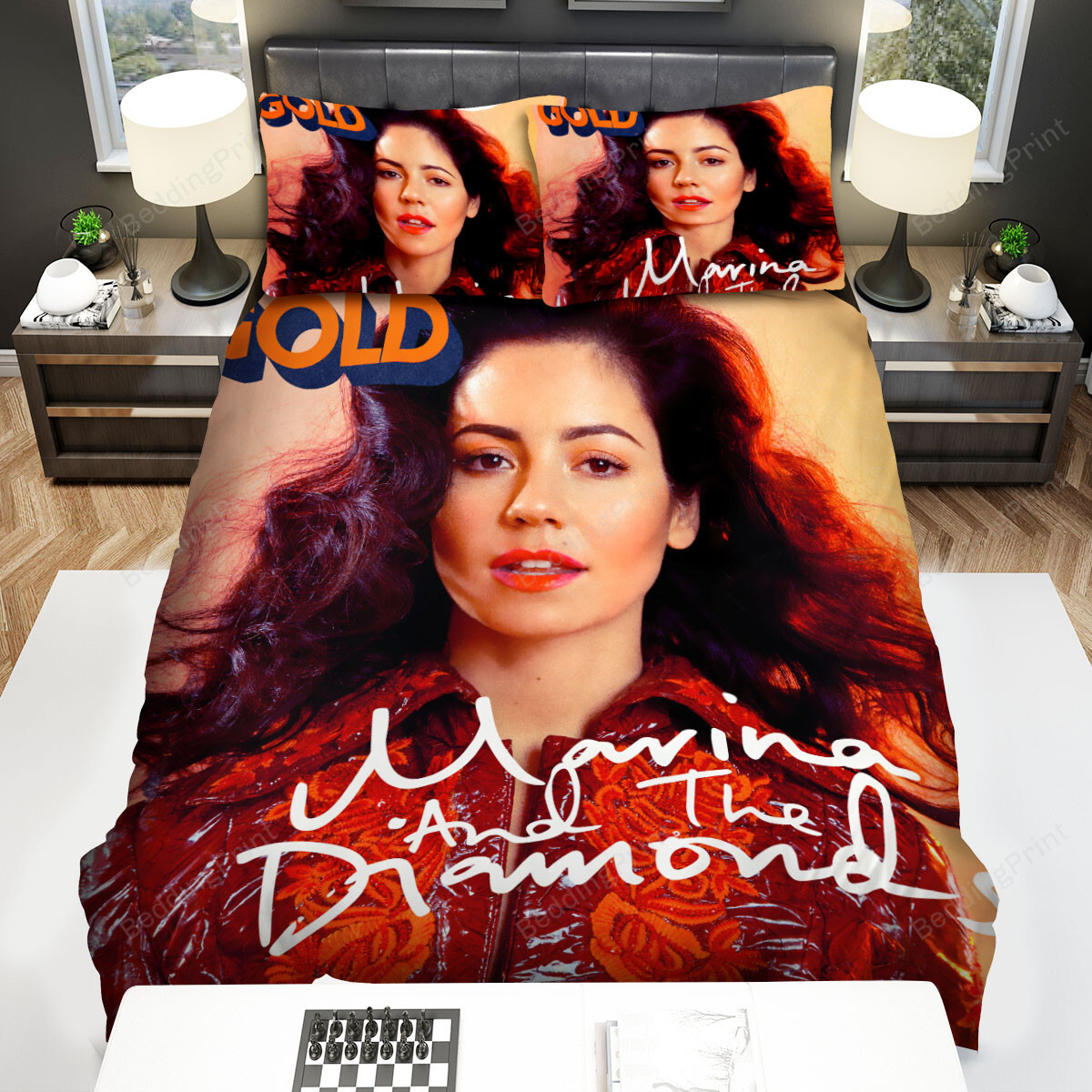 Marina And The Diamonds Gold Bed Sheets Spread Comforter Duvet Cover Bedding Sets