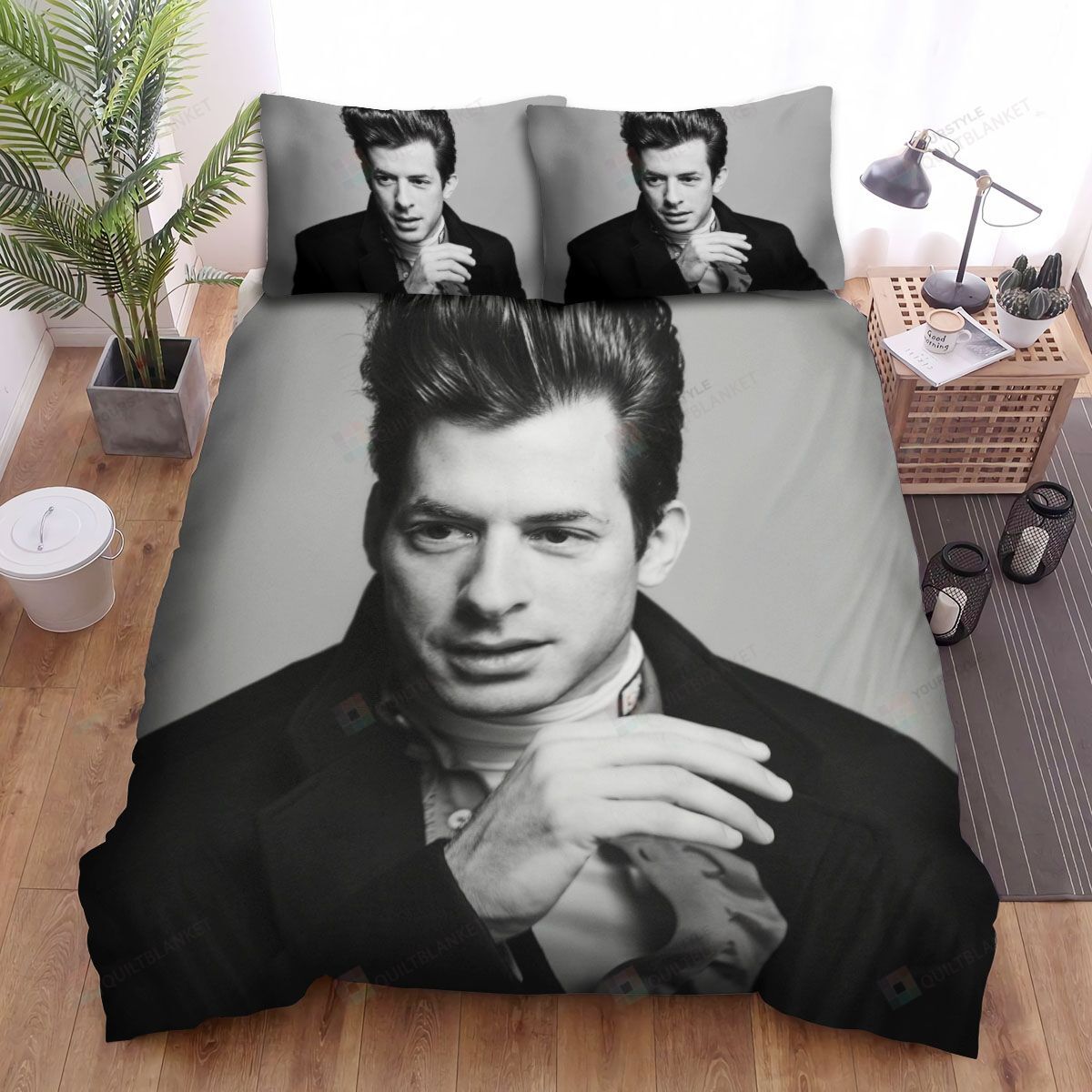 Mark Ronson Music Black And White Background Bed Sheets Spread Comforter Duvet Cover Bedding Sets