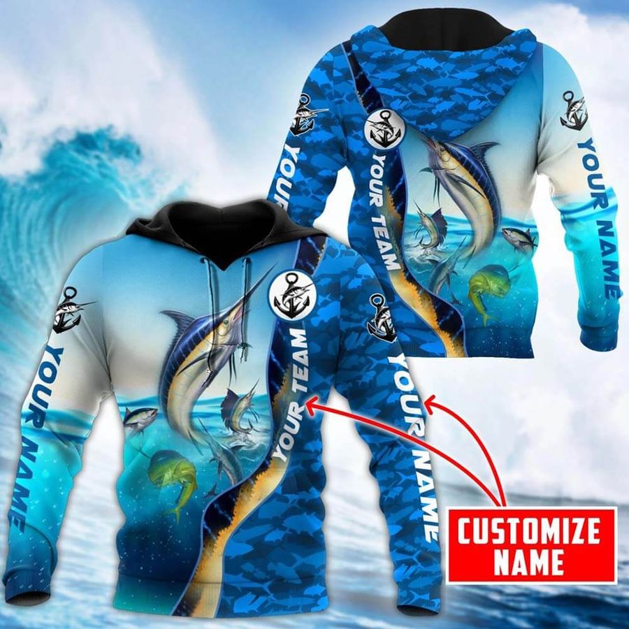 Marlin Fishing Personalized 3D Hoodie Father's Day Gifts For Fisherman