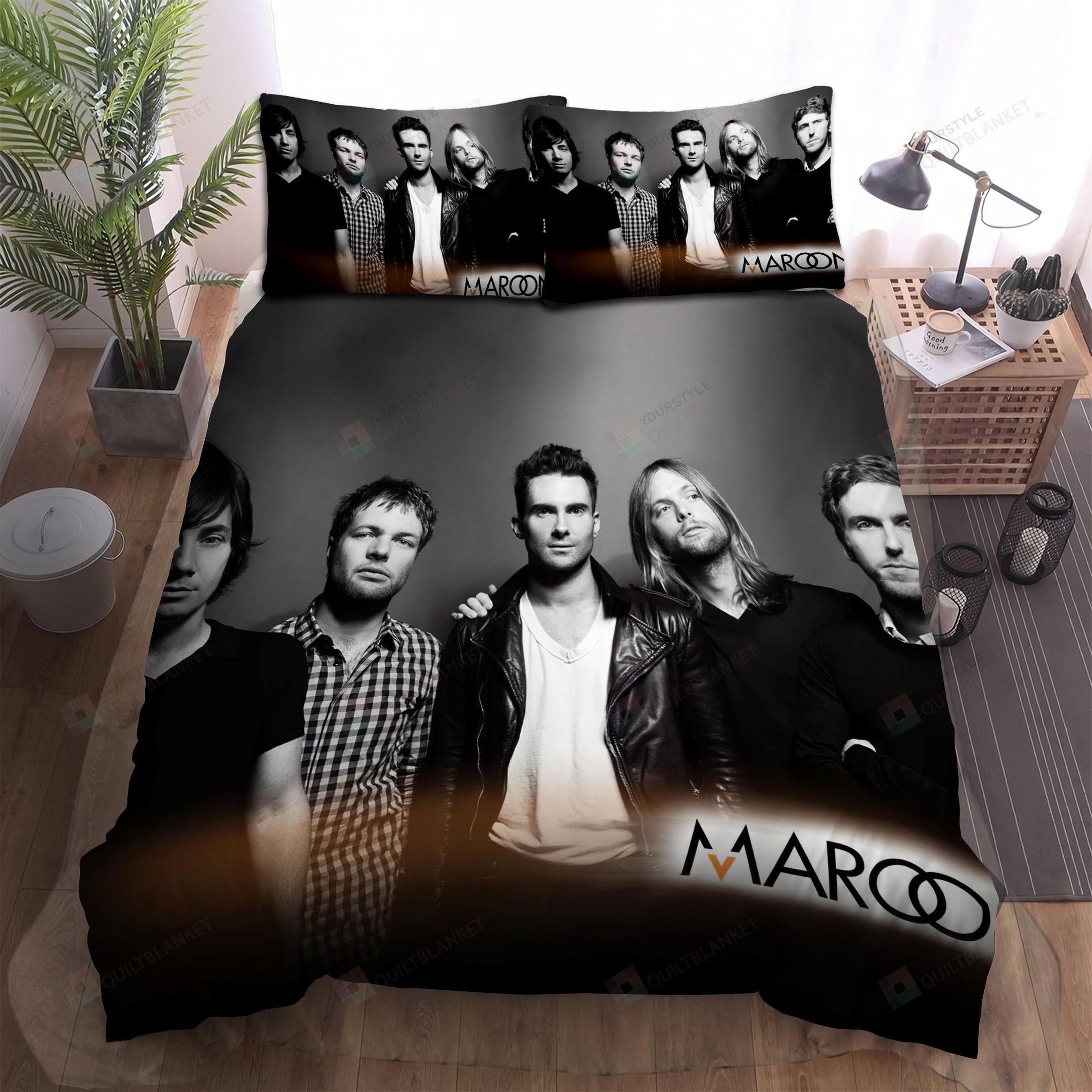 Maroon 5 , Adam Between James And Mickey Bed Sheets Spread Duvet Cover Bedding Sets