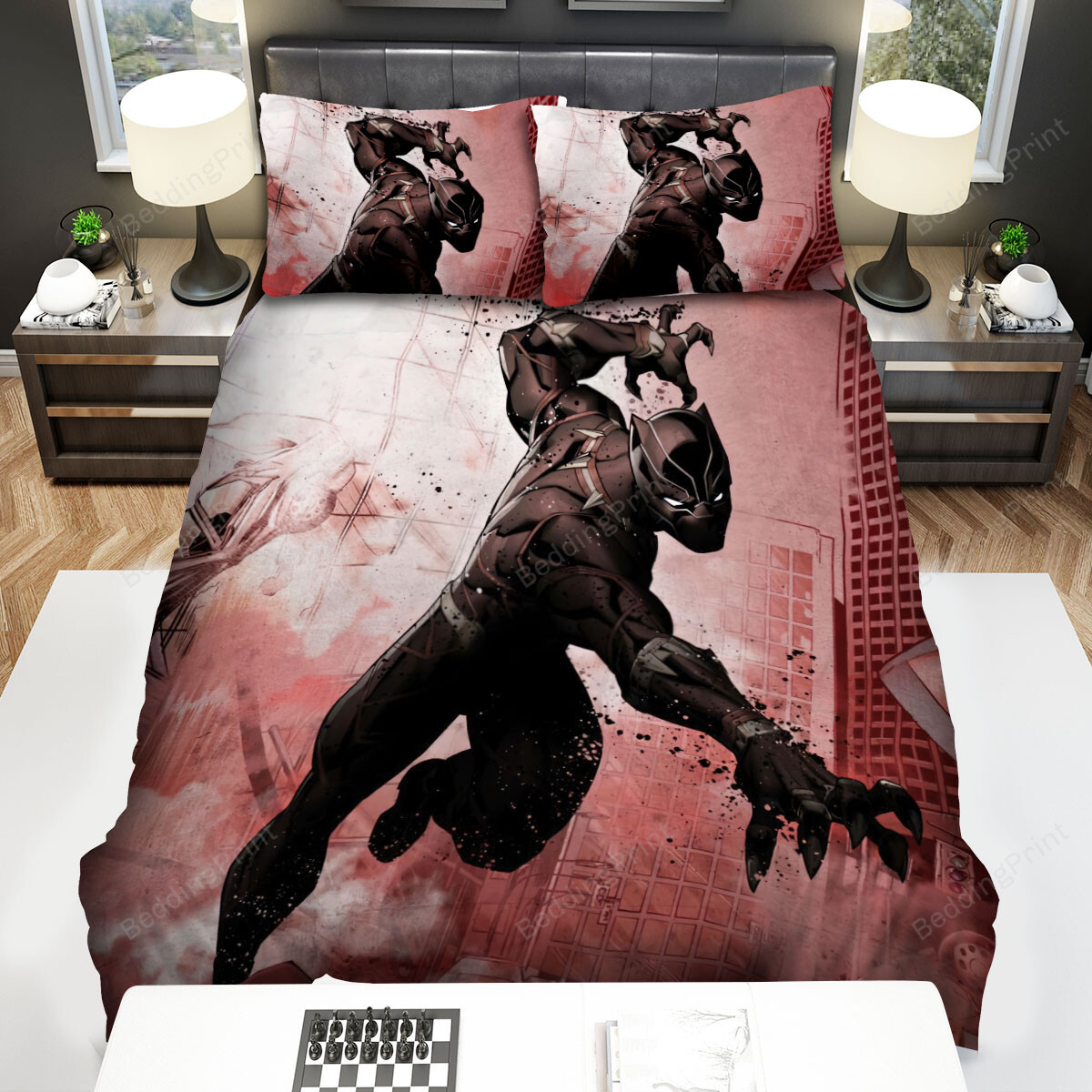 Marvel Dark Edition Black Panther Bed Sheets Spread Comforter Duvet Cover Bedding Sets