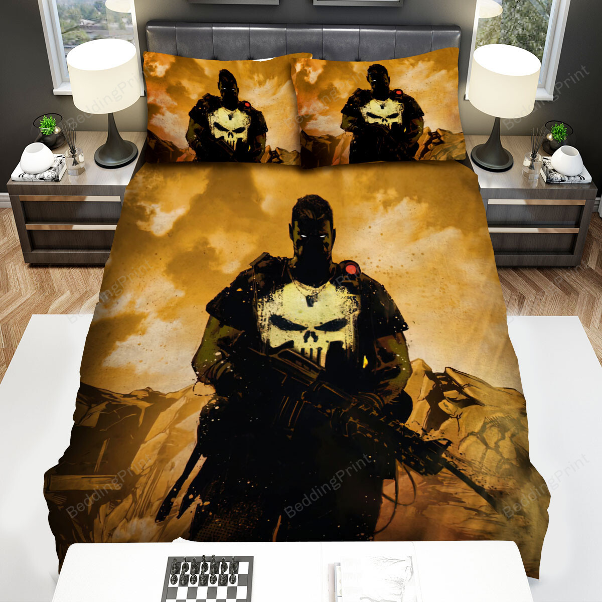 Marvel Dark Edition Punisher Bed Sheets Spread Comforter Duvet Cover Bedding Sets