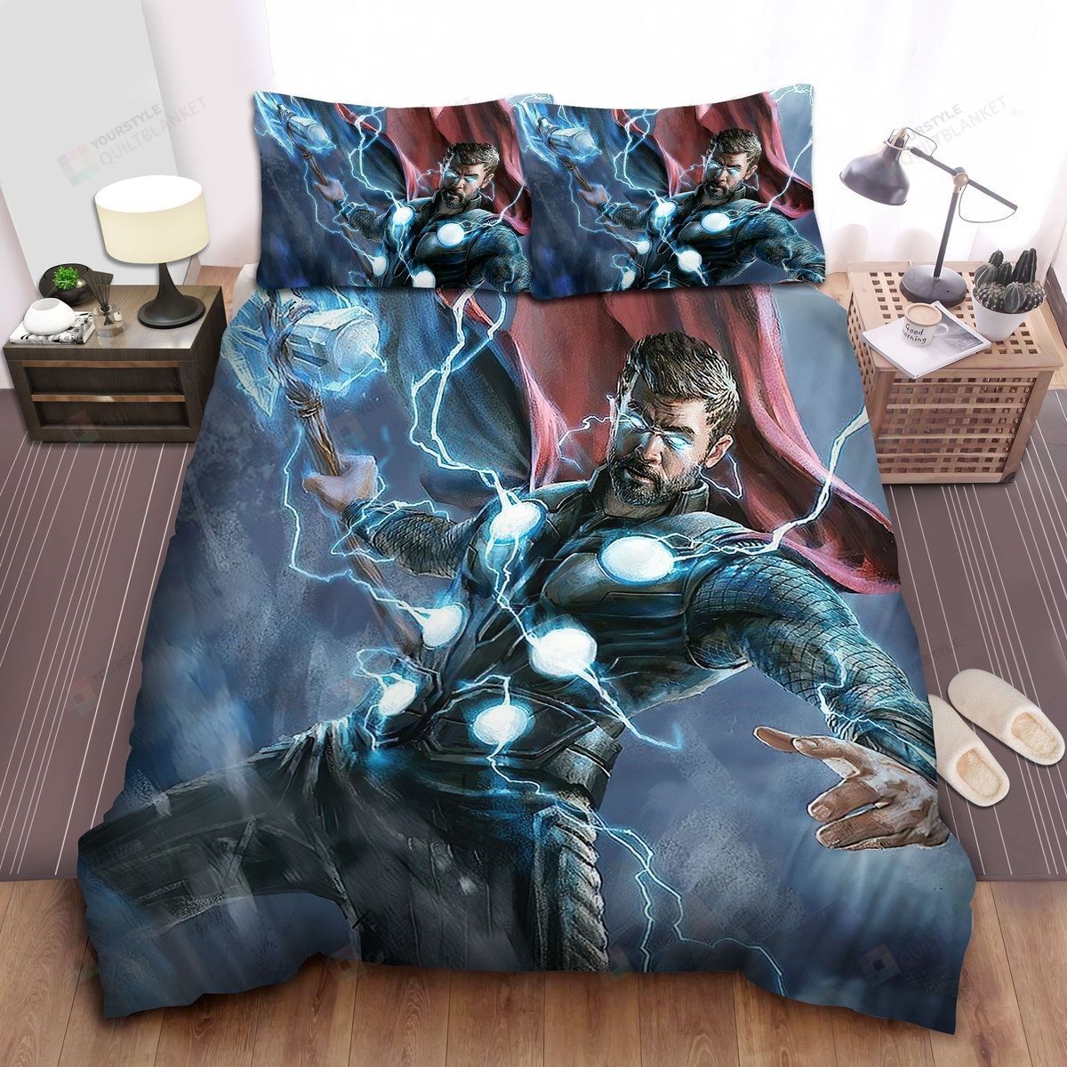 Marvel Thor With Stormbreaker Hammer Painting Bed Sheets Spread Comforter Duvet Cover Bedding Sets