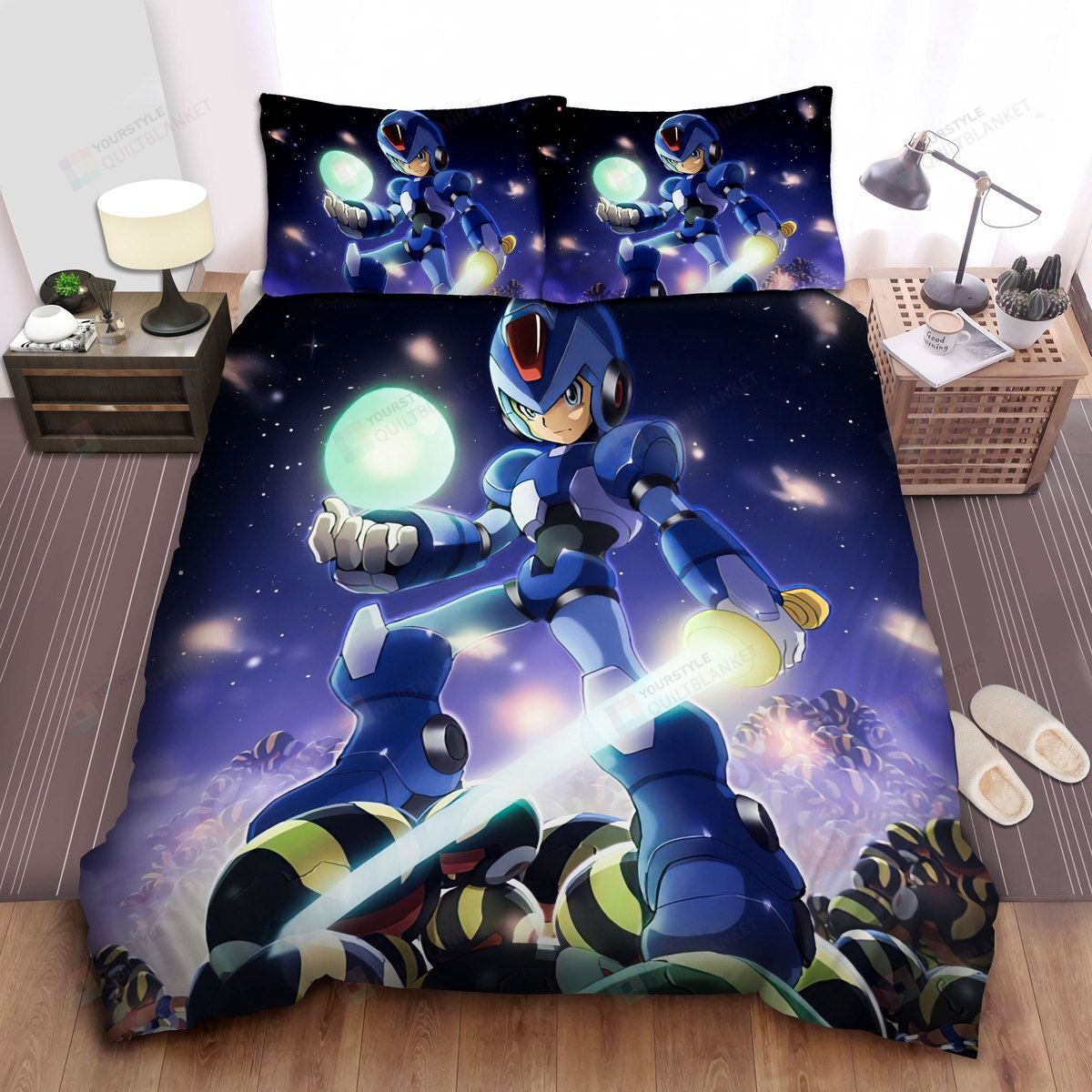 Mega Man With Lightsaber & Power Orb Bed Sheets Spread Comforter Duvet Cover Bedding Sets