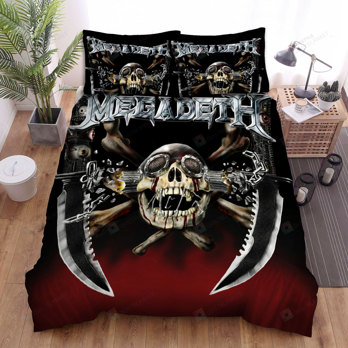 Megadeth Bleeding Skull And Broken Scythes Bed Sheets Spread Duvet Cover Bedding Sets
