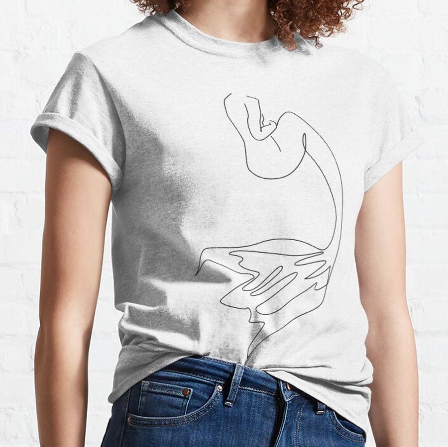 Mermaid Line Art - Minimalist Line Art - Sea Animals Art - Sea Animals Lovers Classic T-Shirt