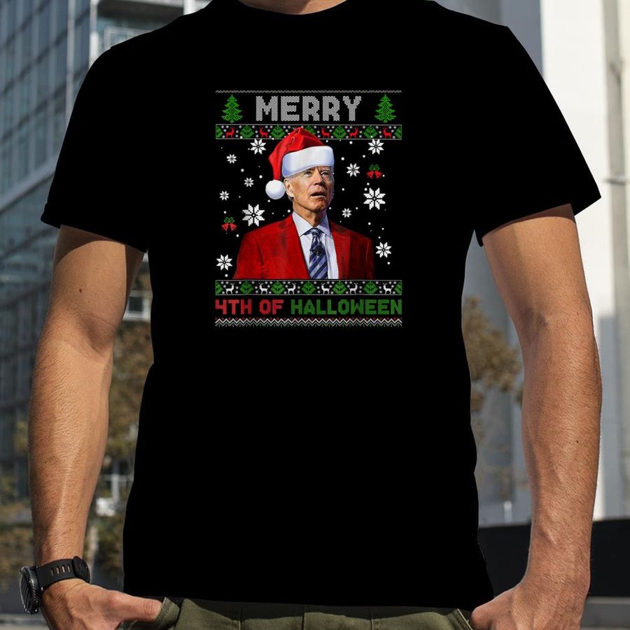 Merry 4th Of Halloween Funny Biden Ugly Christmas Sweater T Shirt