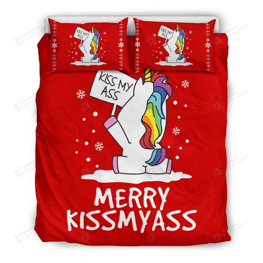 Merry Kissmyass Cotton Bed Sheets Spread Comforter Duvet Cover Bedding Sets