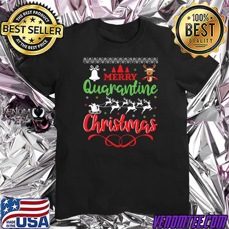 Merry Quarantine Christmas Santa Hat Family And Couple T Shirt
