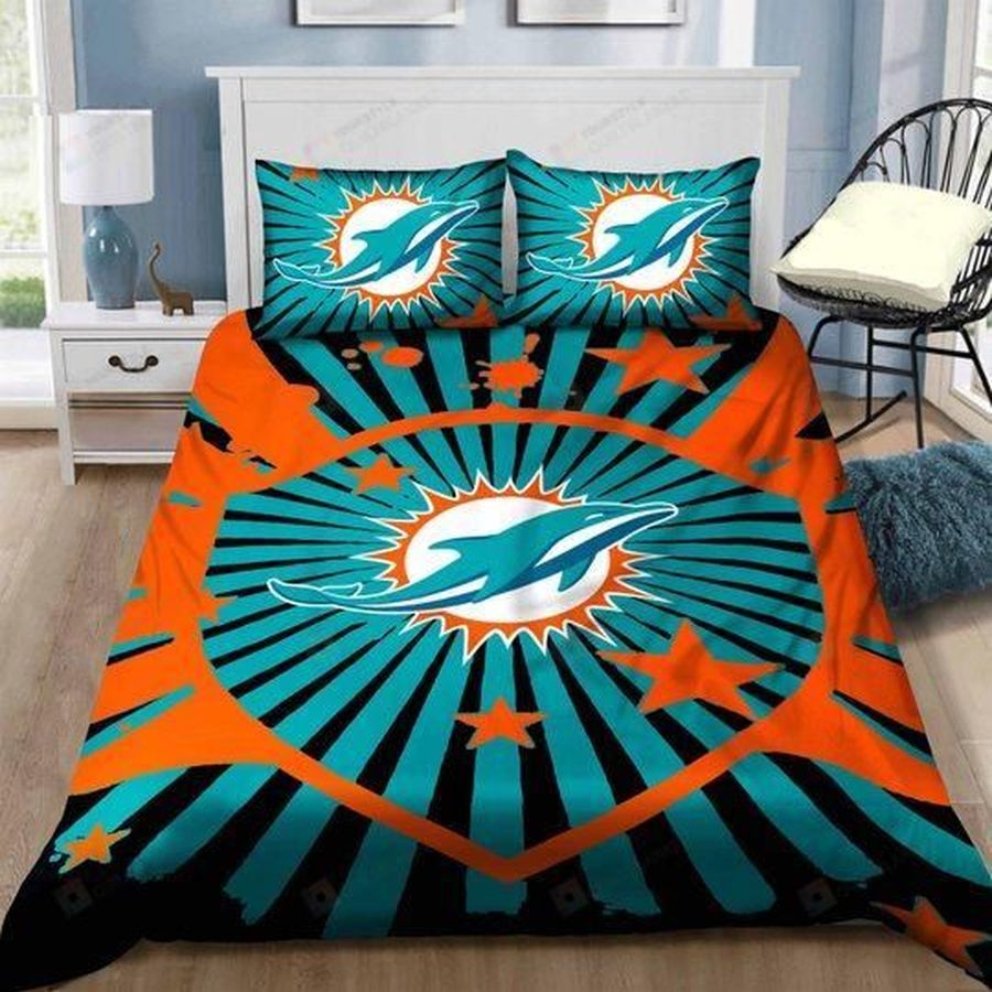 Miami Dolphins Bedding Set Sleepy Halloween And Christmas (Duvet Cover & Pillow Cases)