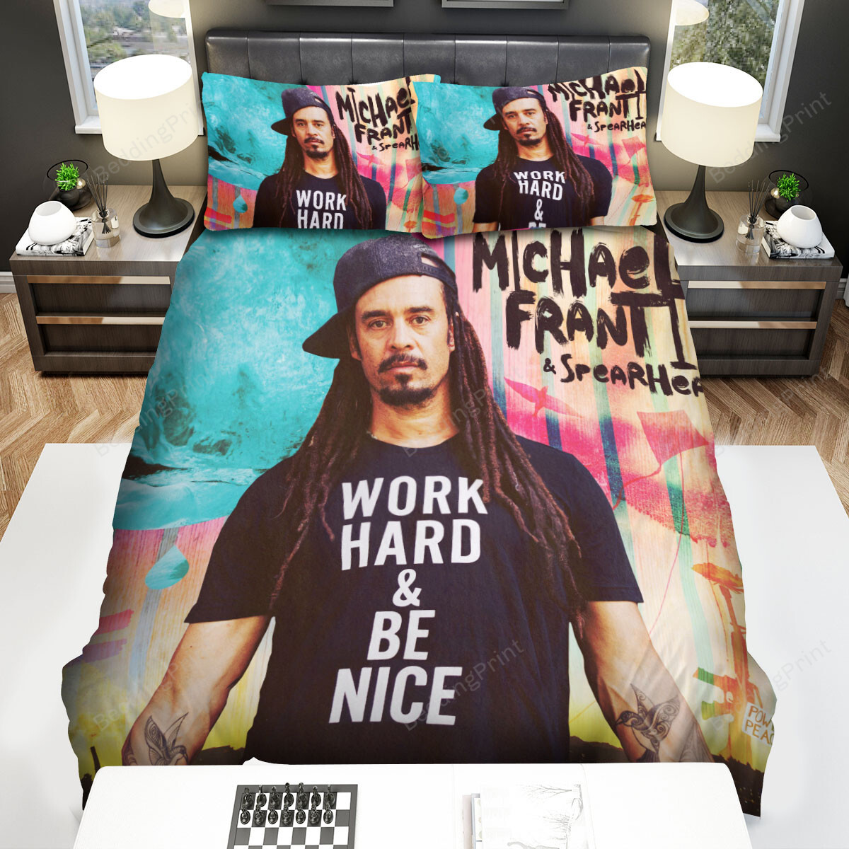 Michael Franti Power To The Peaceful Bed Sheets Spread Comforter Duvet Cover Bedding Sets