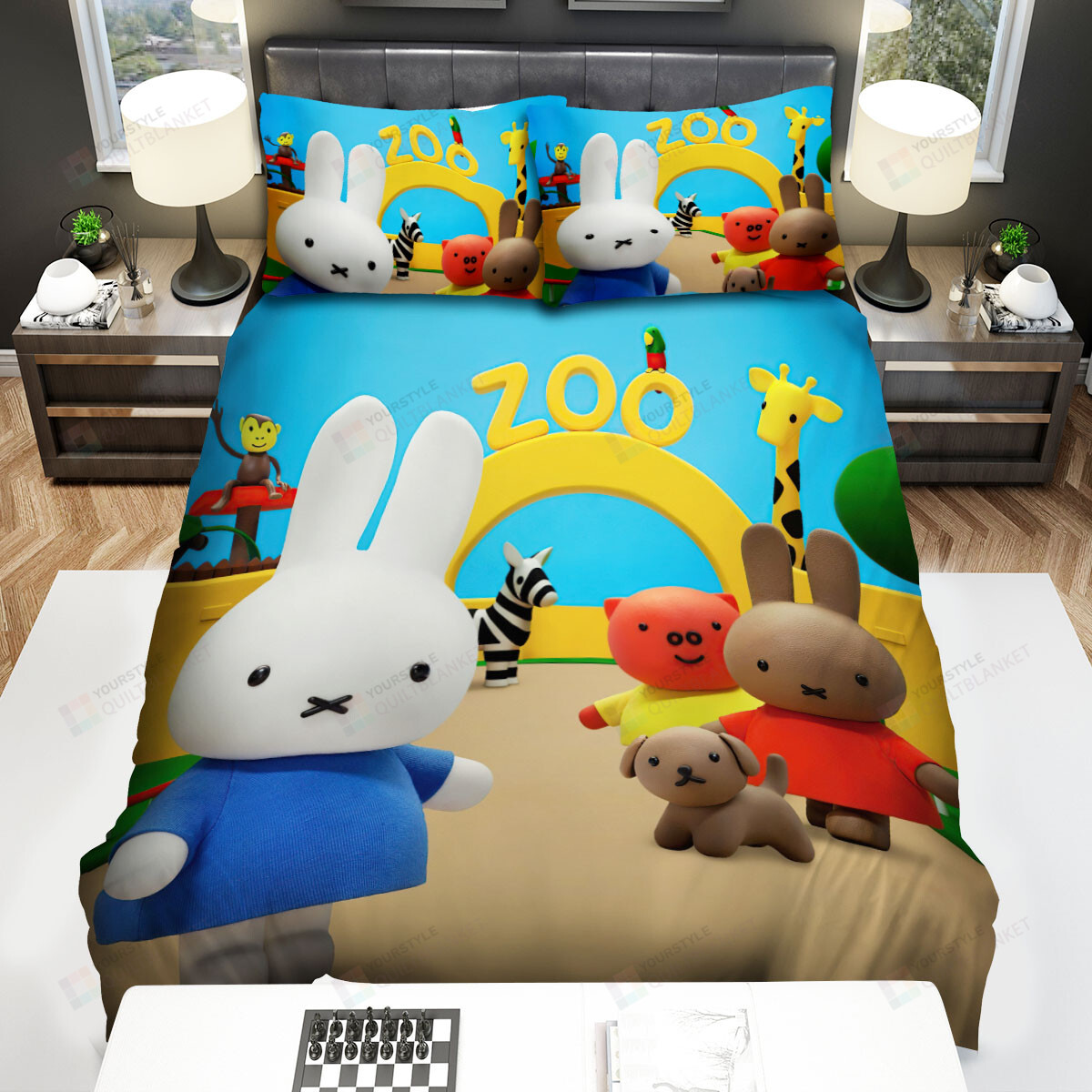 Miffy's Adventures Big And Small Miffy And Friends In The Zoo  Bed Sheets Spread Duvet Cover Bedding Sets