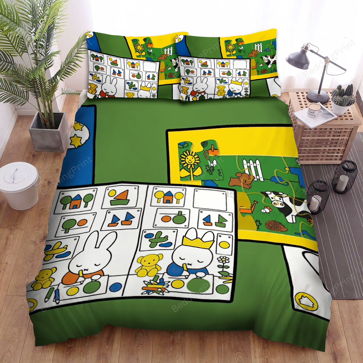 Miffy's Adventures Big And Small Miffy Studying Bed Sheets Spread Duvet Cover Bedding Sets