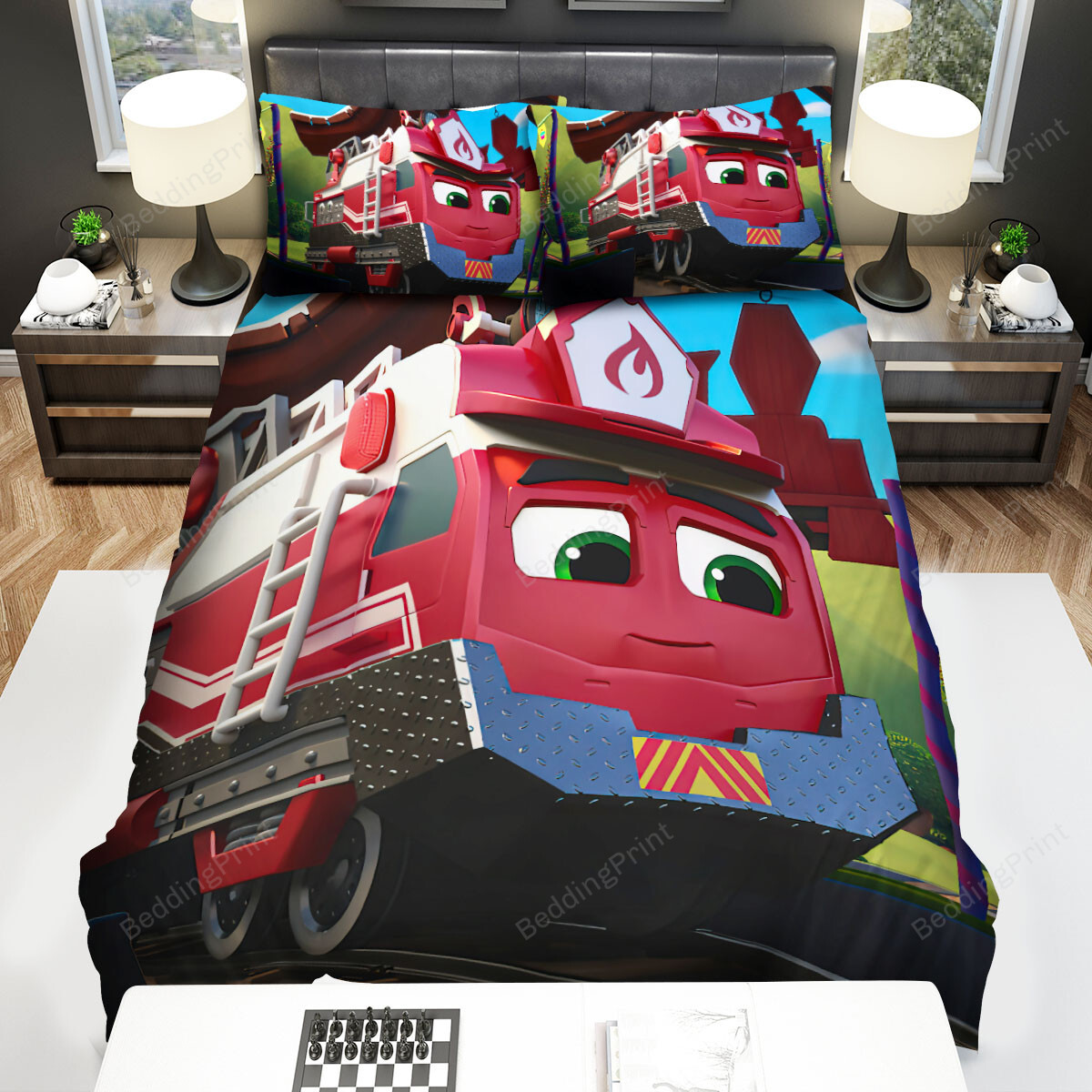 Mighty Express Rescue Red Illustration Bed Sheets Spread Duvet Cover Bedding Sets