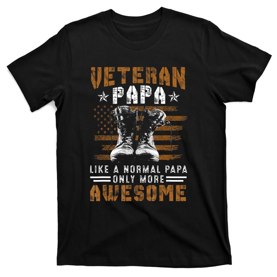 Military Veteran Papa Vintage Us American Flag Fathers Day T-Shirts