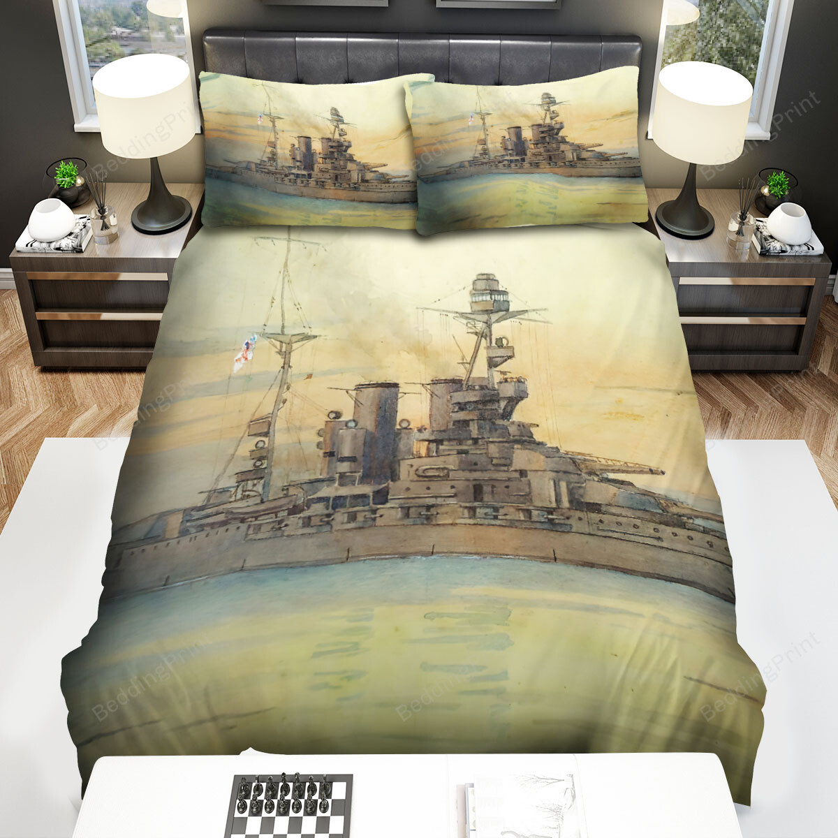 Military Weapon Ww2,  Queen Elizabeth Battleship Hms Bed Sheets Spread Duvet Cover Bedding Sets