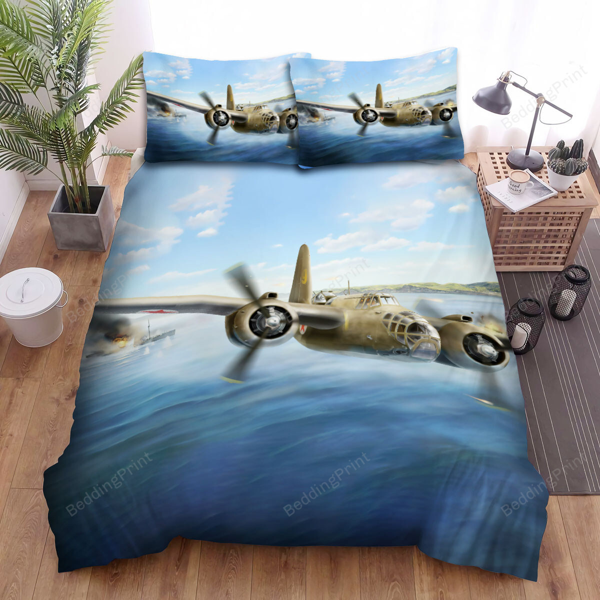 Military Weapon Ww2 Us Plane -  Douglas A20 Finished The Battleship Bed Sheets Spread Duvet Cover Bedding Sets