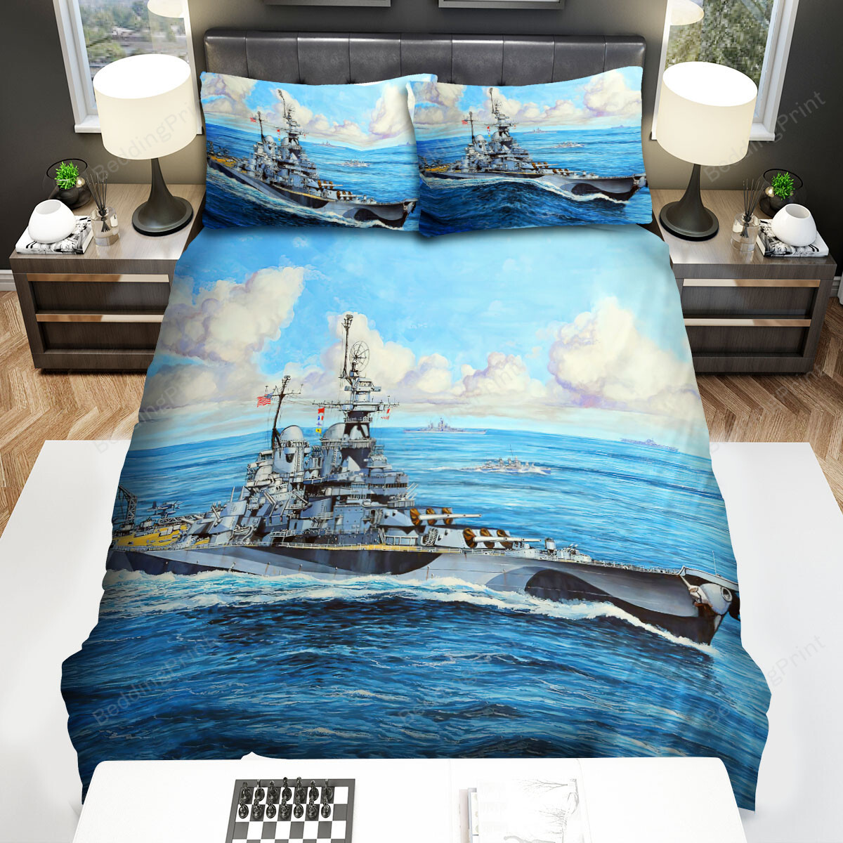 Military Weapon Ww2, Uss Georgia The Battleship Bed Sheets Spread Duvet Cover Bedding Sets