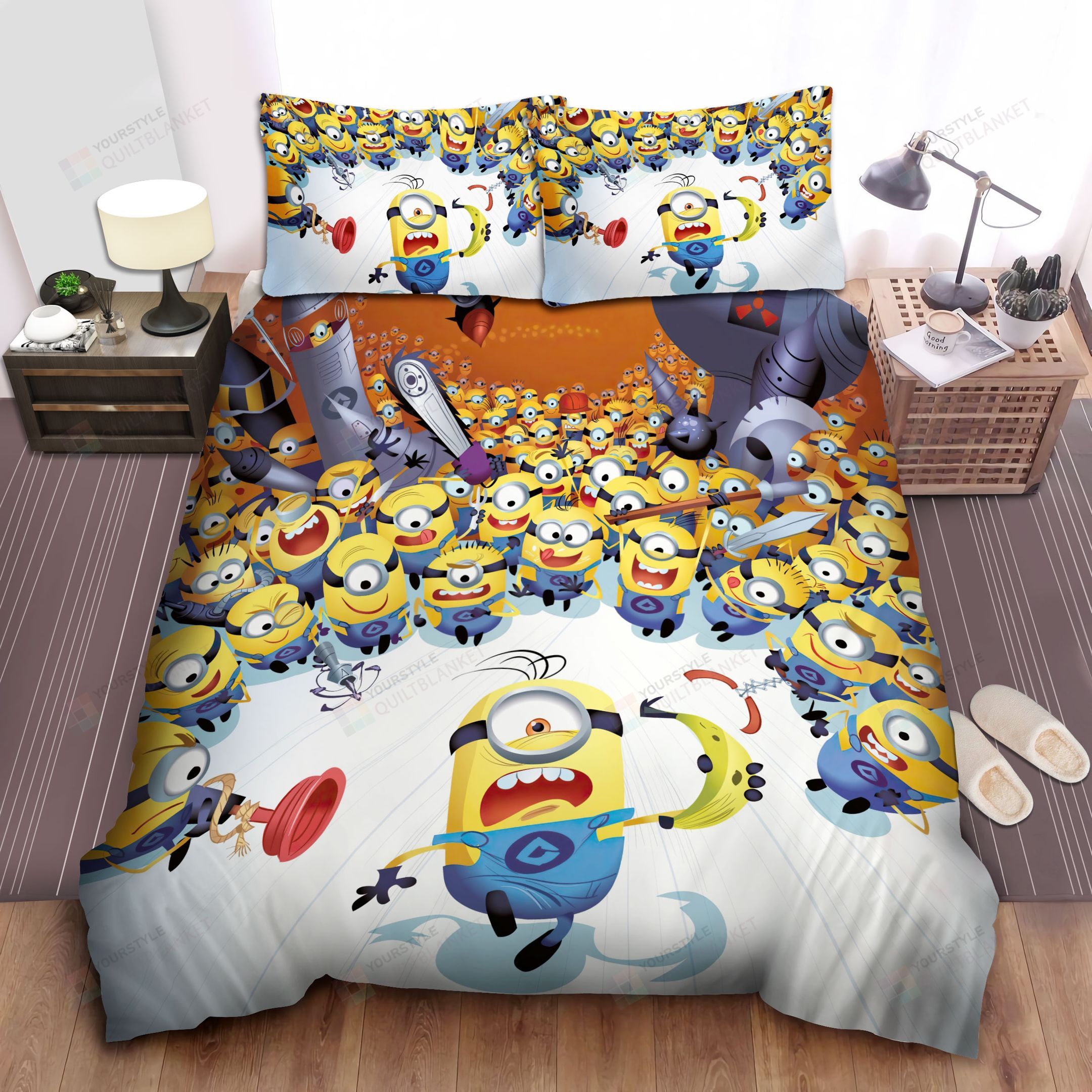 Minion In Despicable Me, Running For Banana  Bed Sheets Spread Comforter Duvet Cover Bedding Sets
