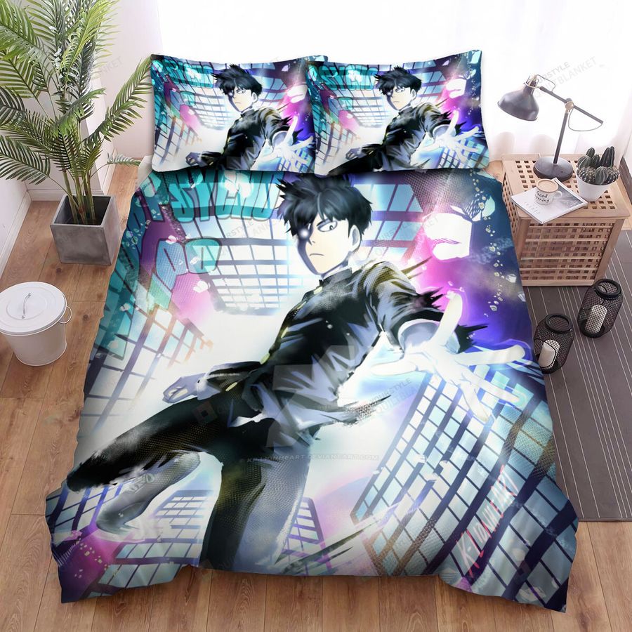 Mob Psycho 100 Mob With Buildings Bed Sheets Spread Comforter Duvet Cover Bedding Sets