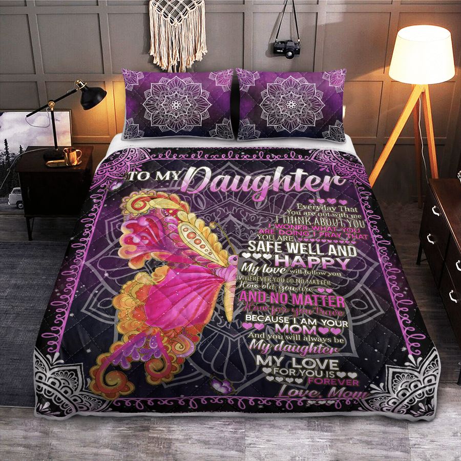 Mom To My Daughter Butterfly Quilt Bedding Set