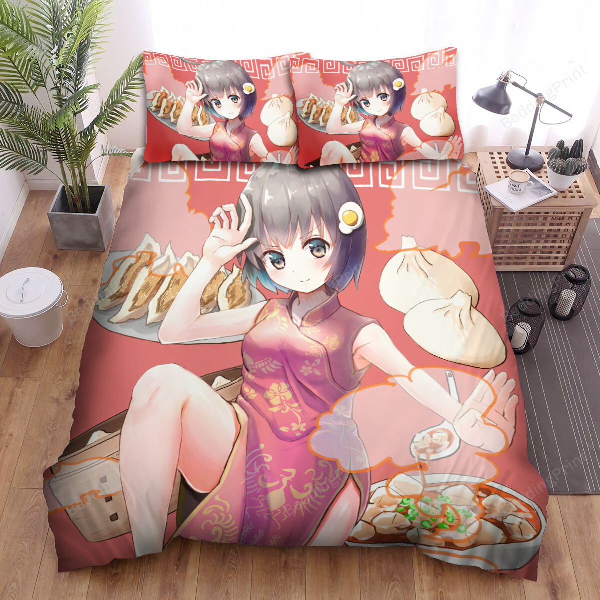 Monogatari Araragi Tsukihi & Chinese Foods Bed Sheets Spread Duvet Cover Bedding Sets