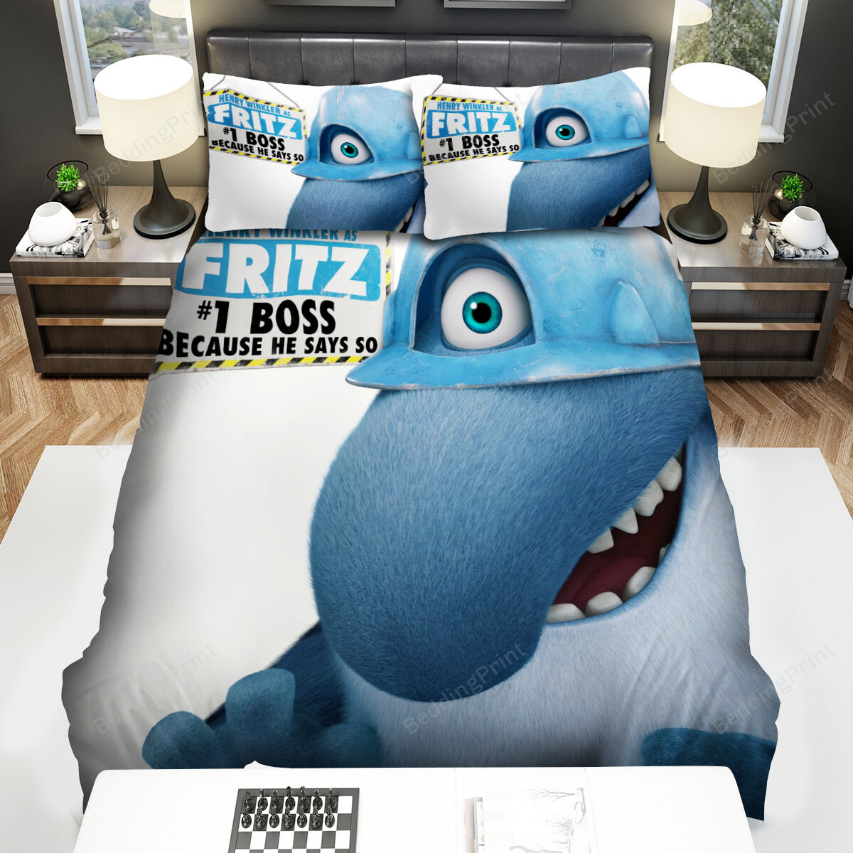 Monsters At Work Movie Cartoon Shark Poster Bed Sheets Spread Comforter Duvet Cover Bedding Sets