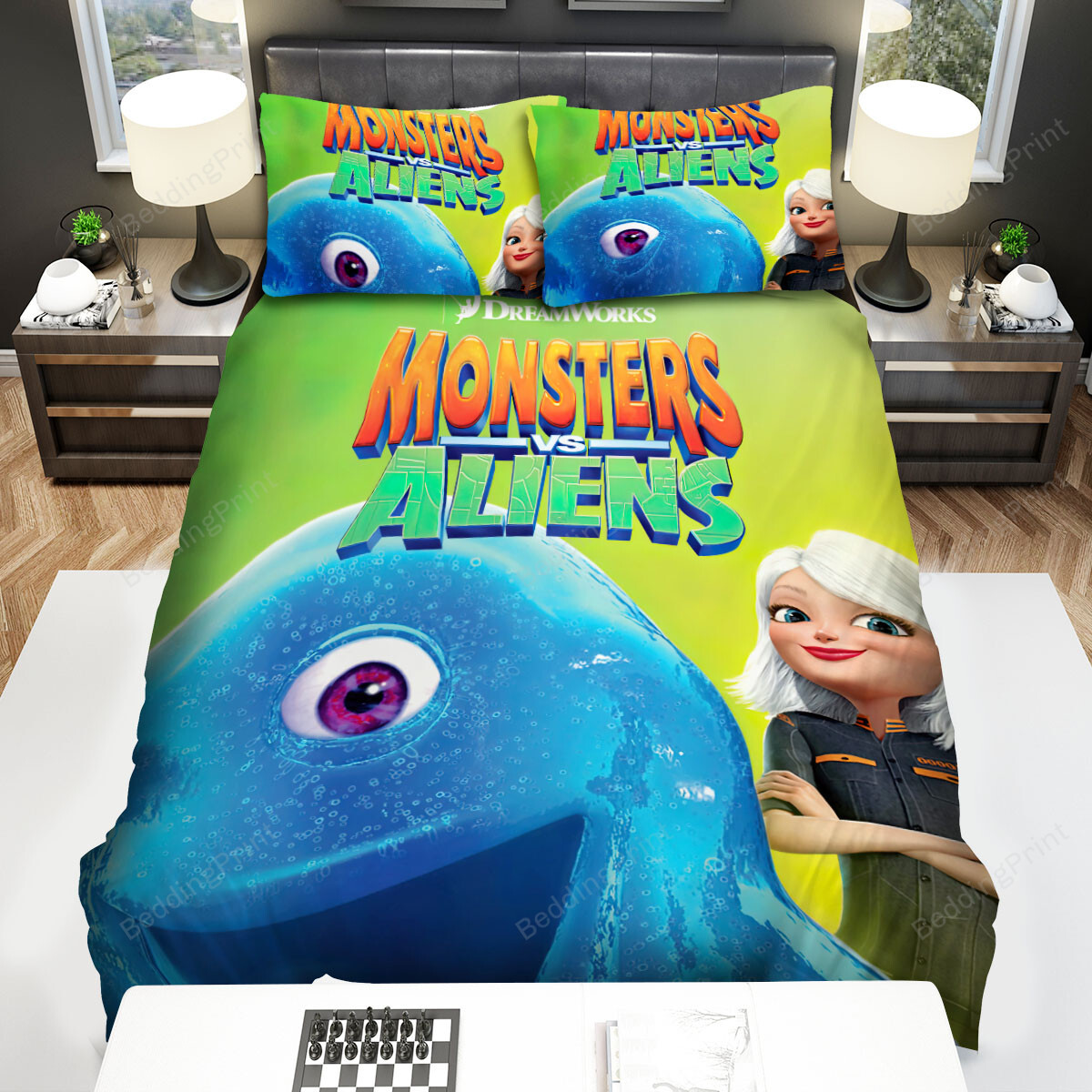 Monsters Vs. Aliens (2009) Movie Poster 2 Bed Sheets Spread Comforter Duvet Cover Bedding Sets