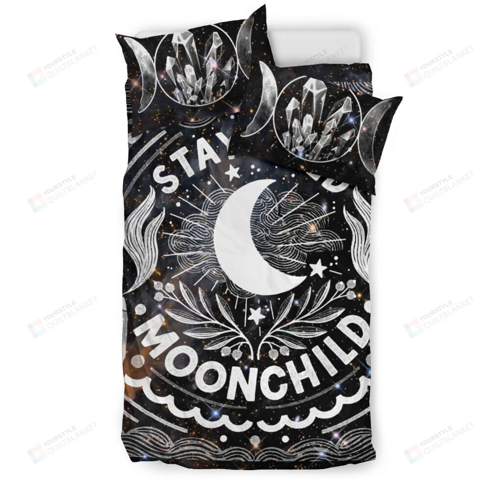 Moon Stay Wild Moon Child Wicca Cotton Bed Sheets Spread Comforter Duvet Cover Bedding Sets